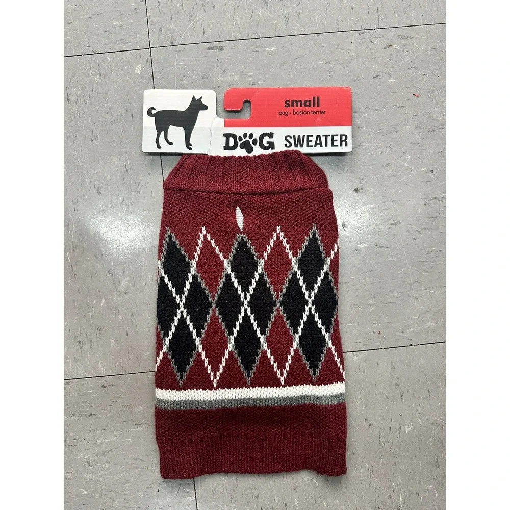 DOG Sweater. Red, White, Grey, & Black . SMALL🐾 NEW cozy Christmas